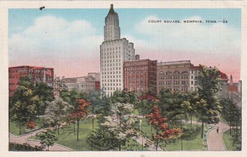 Vintage Used Postcard: (p): 1949 Court Square, Memphis, TN