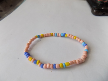 Bracelet E beads peach, blue and purple