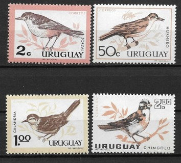 1963 Uruguay Sc695-8 Birds MNH C/S of 4