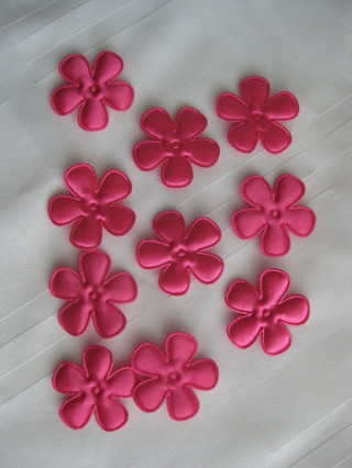 Hot pink puffy flower appliques/embellishments, 1.5", 10 pcs. New out of package