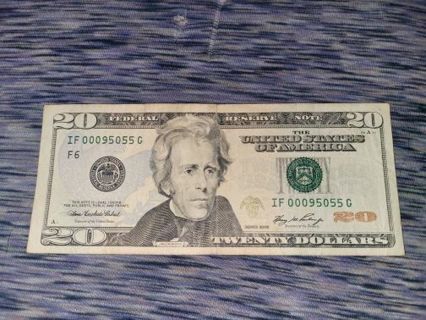 Series 2006 $20 Fancy Serial Number Note. Trinary