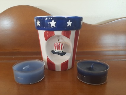 Americana Ceramic Candle Holder and Candles