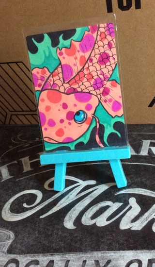 Pink Koi original drawing aceo