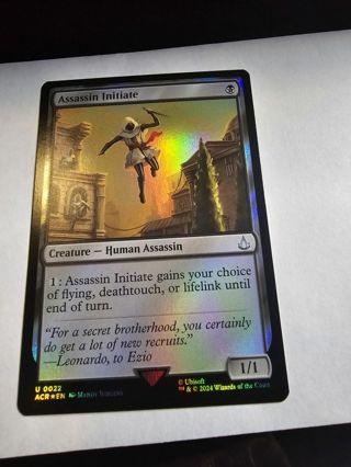 Magic the gathering mtg Assassins Initiate foil card Assassins Creed