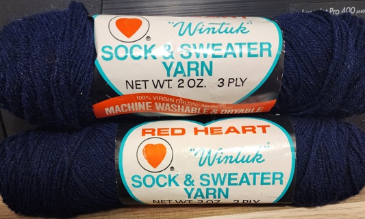 NEW - Red Heart Sock & Sweater Yarn - "Navy" - 2 skeins