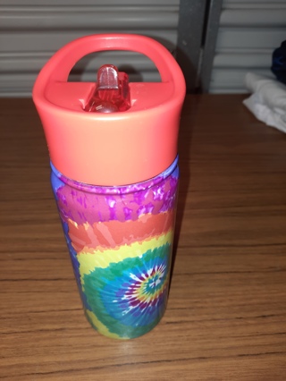 TYEDYE STAINLESS STEEL TUMBLER WITH ATTACHED LIP/STRAW