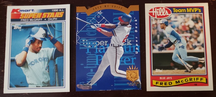 Fred McGriff 3 different Cards - Toronto Blue Jays Atlanta Braves