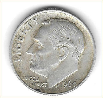 1964 Roosevelt Dime, 90% Silver