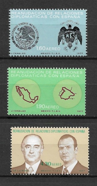 1977 Mexico ScC537-9 Resumption of Diplomatic Relations with Spain MNH C/S of 3.