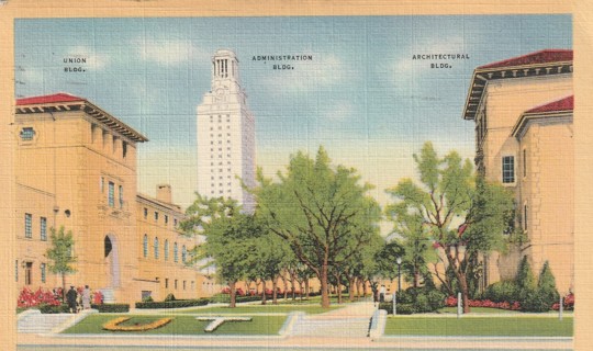 Vintage Used Postcard: 1941 Entrance to University of Texas, Austin, TX