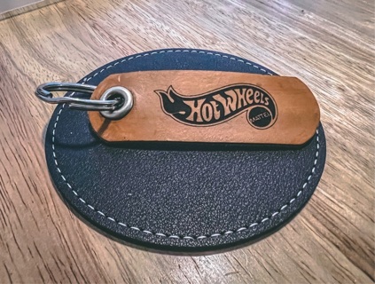 Hot Wheels Leather Keychain Fob