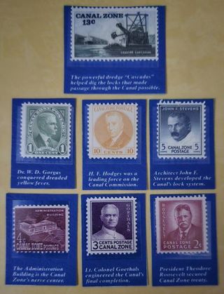 Seven Mint Canal Zone Postage Stamps