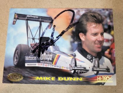 NHRA Top Fuel Mike Dunn autographed card