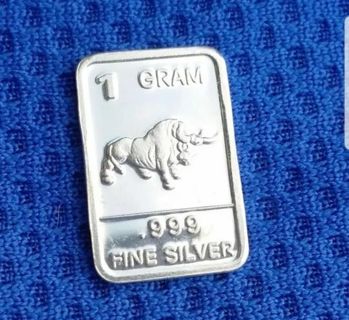 One gram .999 pure fine ☆Silver☆ collectable bar ~ BULL ~