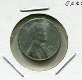 1943 S Lincoln Steel Cent Error-Struck Thru Grease