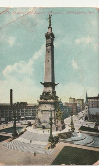 Vintage Used Postcard: (h): 1911 Soldiers and Sailors Monument, Indianapolis, IN