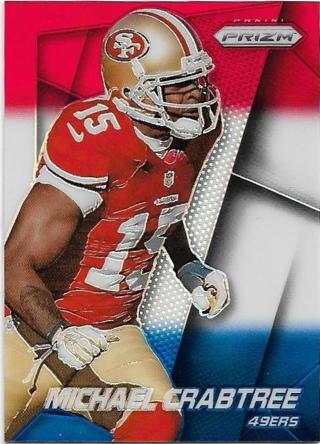 2014 PRIZM MICHAEL CRABTREE RED WHITE BLUE REFRACTOR CARD