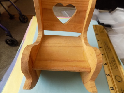 5 inch tall wood rocking chair with a heart cut out