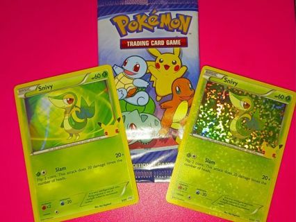 Snivy HOLO and non-holo 2021 McDonalds 25th Anniversary pokemon cards 5/25