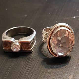 2 Sterling silver rings size 6 vintage