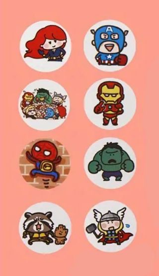 ↗️NEW⭕(8) 1" MARVEL CHARACTER STICKERS!! (SET 2 of 4) HULK IRON MAN CAPTAIN AMERICA SPIDERMAN THOR