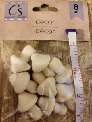 NEW - Crafter's Square - Wood Mushroom Decor - 8 pieces