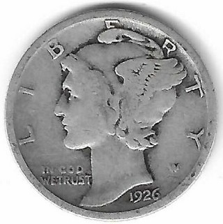 1926 Mercury Dime 90% Silver U.S. 10 Cent Coin