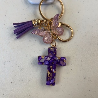 Purple Cross Keychain 