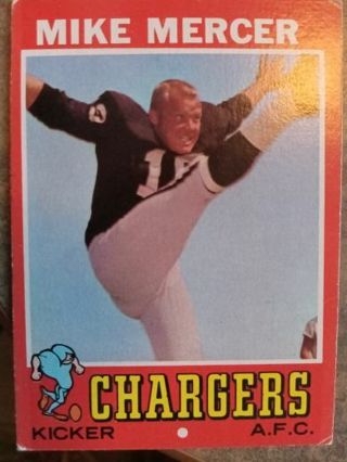 1971 TOPPS MIKE MERCER SAN DIEGO CHARGERS FOOTBALL CARD# 201