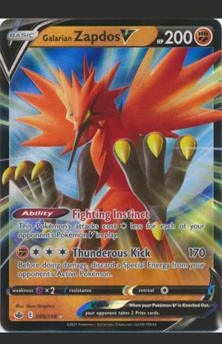 NM Ultra Rare Galarian Zapdos V Pokemon card TCG SWSH