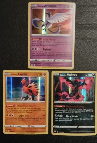 3 Legendary Pokemon Galarian Zapdos Articuno and Moltres ALL HOLOs Rare