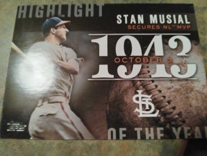 2015 TOPPS HIGHLIGHTS STAN MUSIAL OCTOBER 3RD 1943 ST. LOUIS CARDINALS BASEBALL CARD# H-5