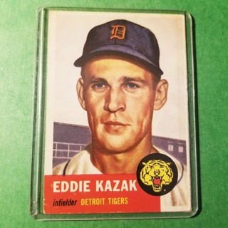 1953 TOPPS BASEBALL  CARD # 194 - EDDIE KAZAK - TIGERS - NO CREASES - BV= $30