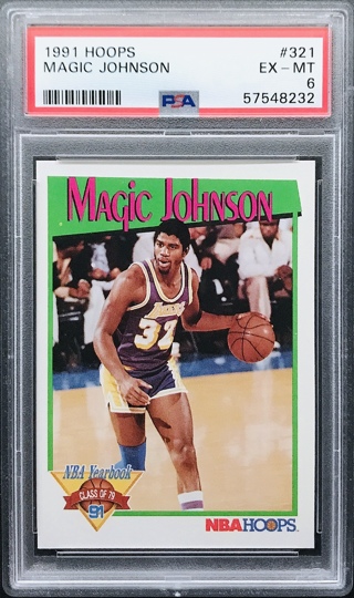 Magic Johnson - 1991-92 Hoops YB #321 - Los Angeles Lakers PSA 6 [GD005]