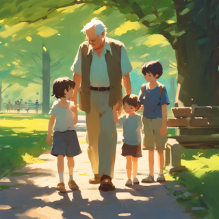 Listia Digital Collectible: Grandpa with Grandchildren at the park