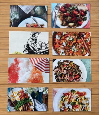 8 Food Themed Envelopes - recycled from Magazine Pages