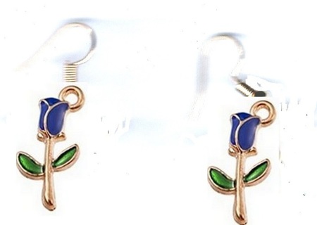  “Black Friday Sale” GP ENAMEL BLUE ROSE EARRINGS LOT 2 (PLEASE READ DESCRIPTION)