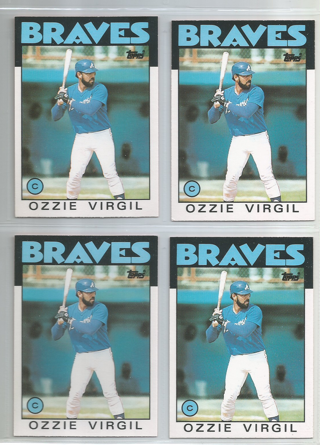 Lot of (4) 1986 Topps Traded Ozzie Virgil #119T Braves