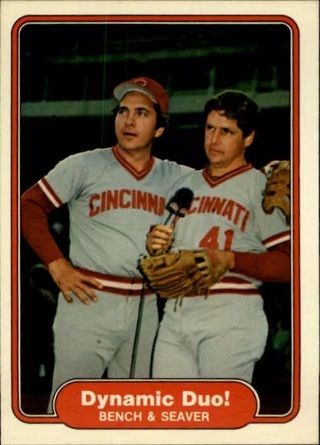 1982 Fleer Baseball Card #634 J.Bench/T.Seaver