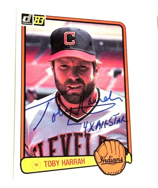 1983 DONRUSS-TOBY HARRAH-CLEVELAND INDIANS AUTOGRAPHED CARD/With 4 Time All Star Inscription 