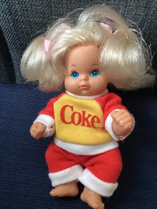 Vintage1970's  Coca Cola Coke Blonde Baby Girl Doll, Barbie Chubby Baby Kelly look alike