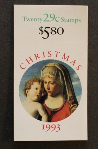 Vintage 1993  29¢ Christmas Traditional Stamp Booklet of 20 Stamps
