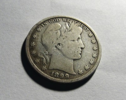    ★★ 1899 BARBER HALF DOLLAR VG ★★ **90% SILVER**