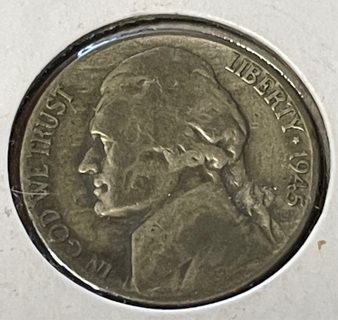 1945 P Silver Jefferson War Nickel VG+ 35% Silver 