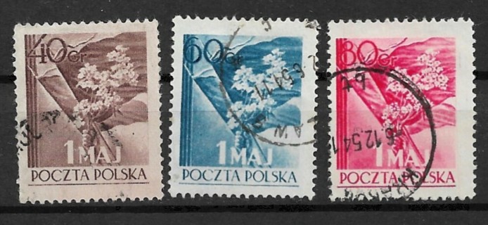 1954 Poland Sc617-9 complete Labor Day set of 3 used