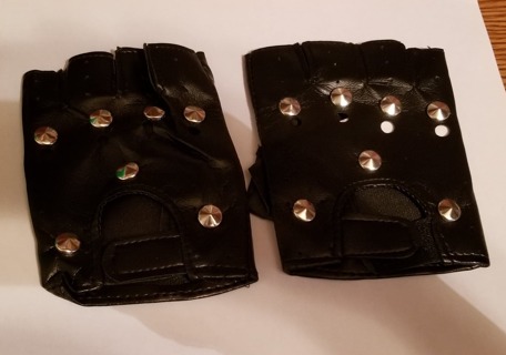 FINGERLESS BIKER STUDDED GLOVES -NIP - FREE SHPG =_)