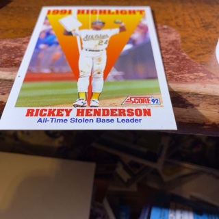 1992 score 1991 highlights Rickey Henderson baseball card 