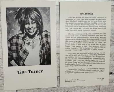 5 x 8" Tina Turner Pic & Facts Cards!