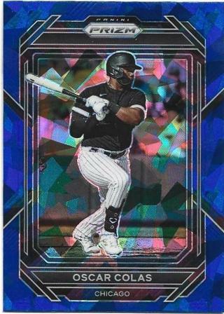 2023 PRIZM OSCAR COLAS BLUE CRACKED ICE PRIZM REFRACTOR ROOKIE CARD 