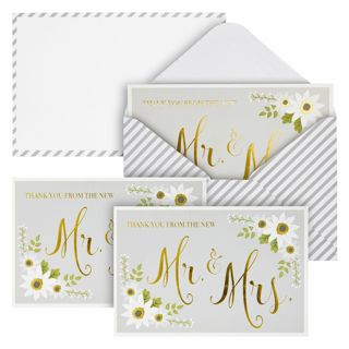 48-Pack  Thank You From The New Mr and Mrs Cards with Envelopes Set, 4"x6" Adorax Wedding Knife Set